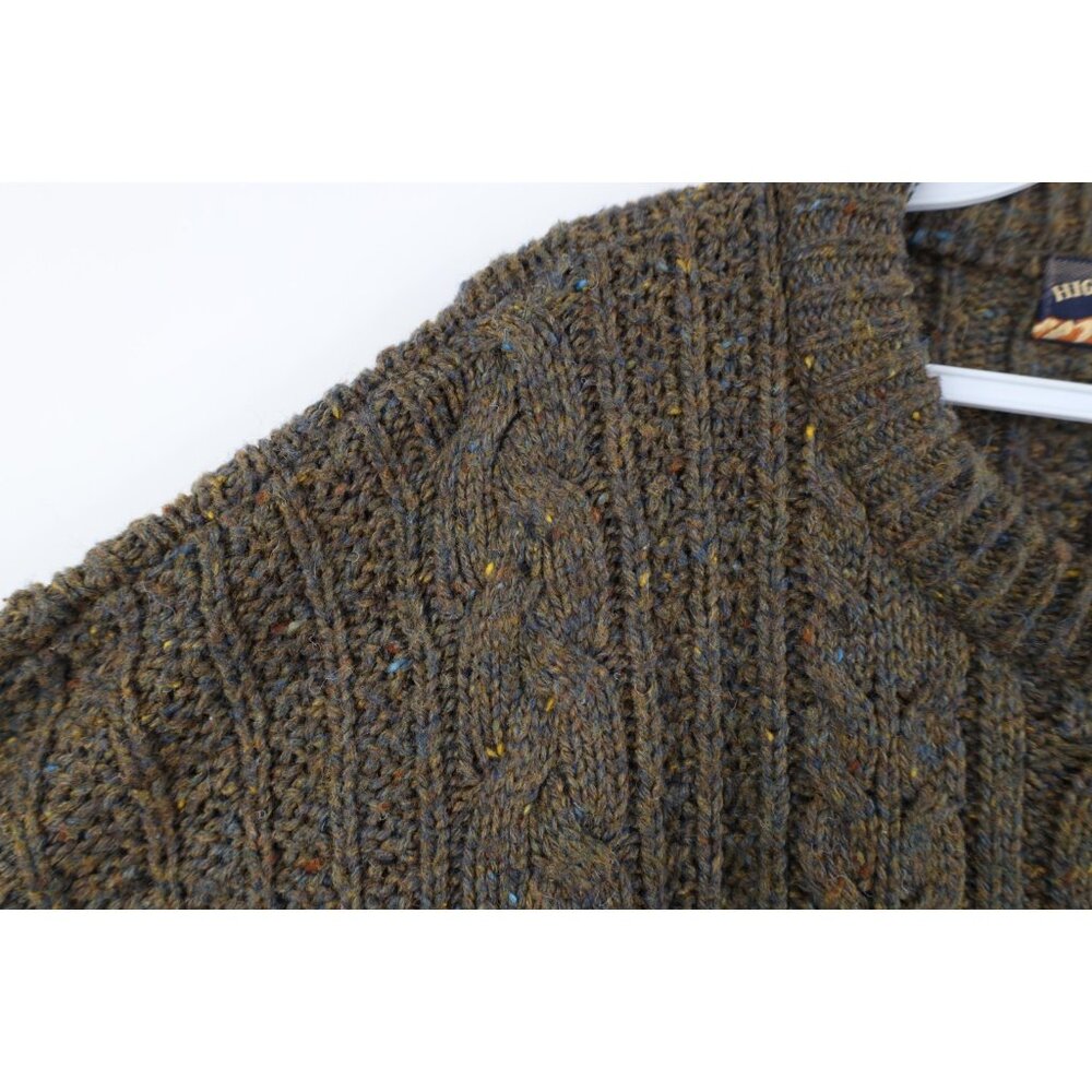 Vintage 90s Streetwear Mens Large Wool Blend Chunky Cable Knit Fisherman Sweater - Picture 4 of 10